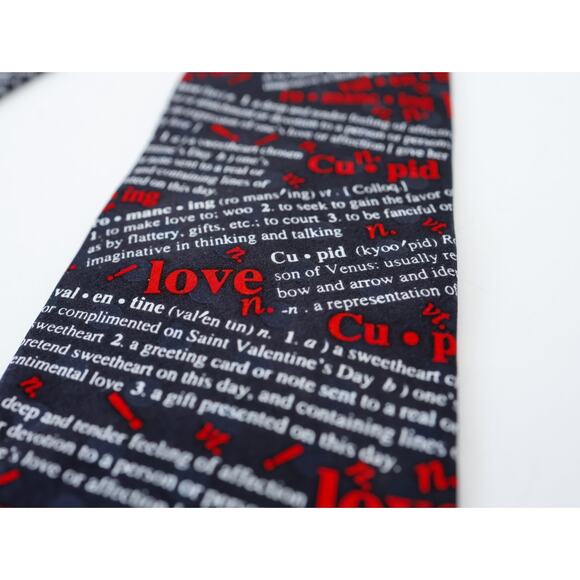 VTG 90s Love Valentines Cupid Dictionary Print Tie Wedding Sweetheart Novelty - Picture 6 of 14